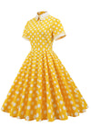 Robe Stylée Vintage à pois jaunes