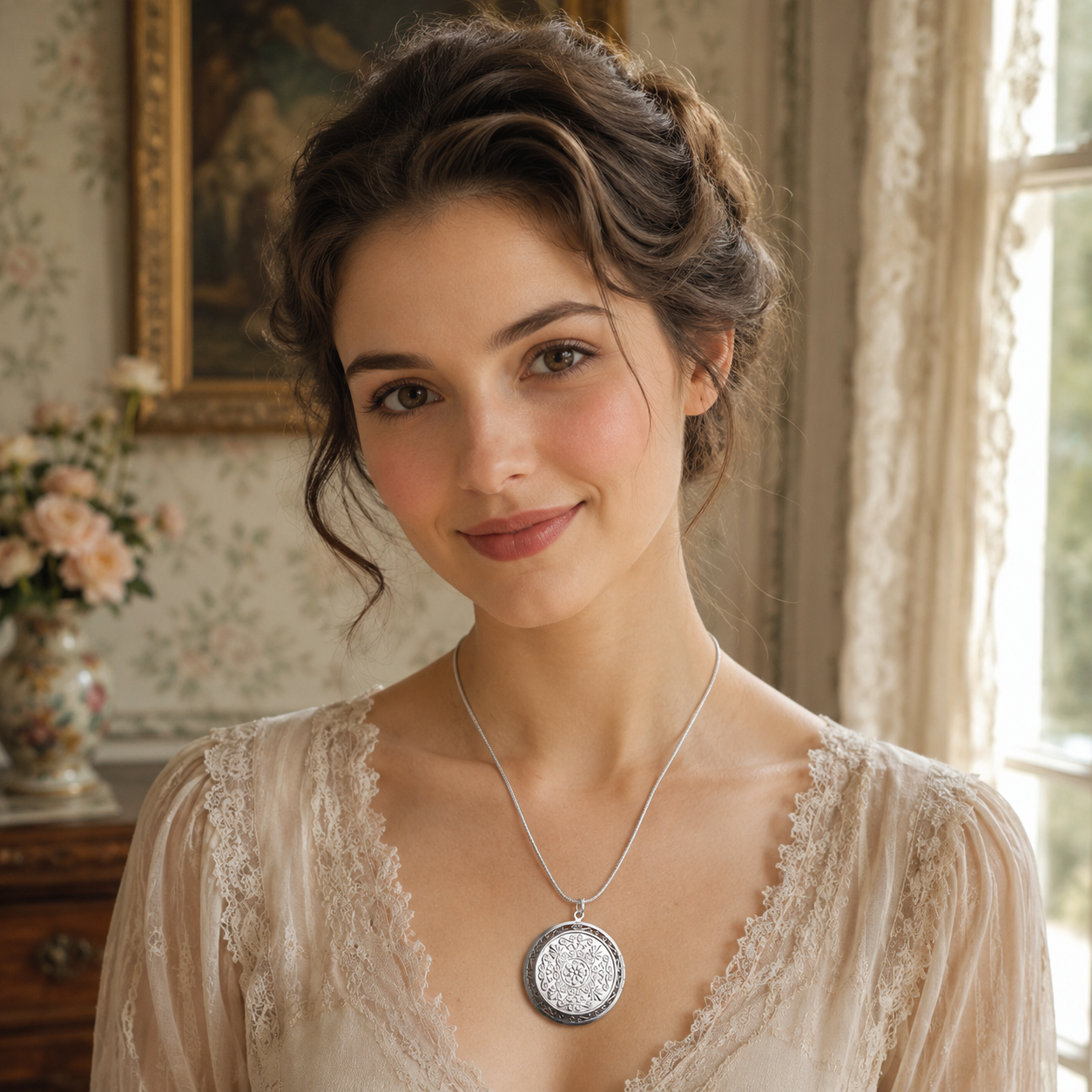 Collier Vintage avec Pendentif Porte Photo