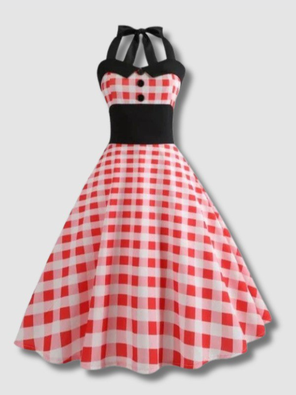 Robe Vintage - Pin-Up Vichy Rouge