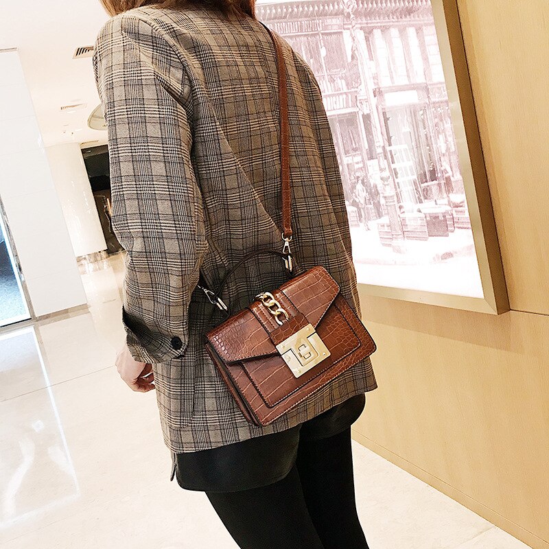 Sac à Main Croco Marron Vintage