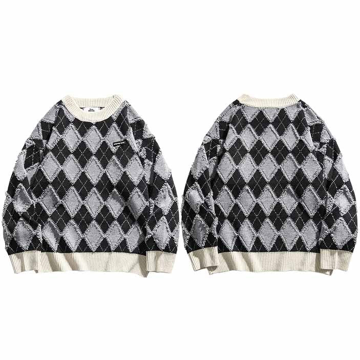 Pull vintage carreaux