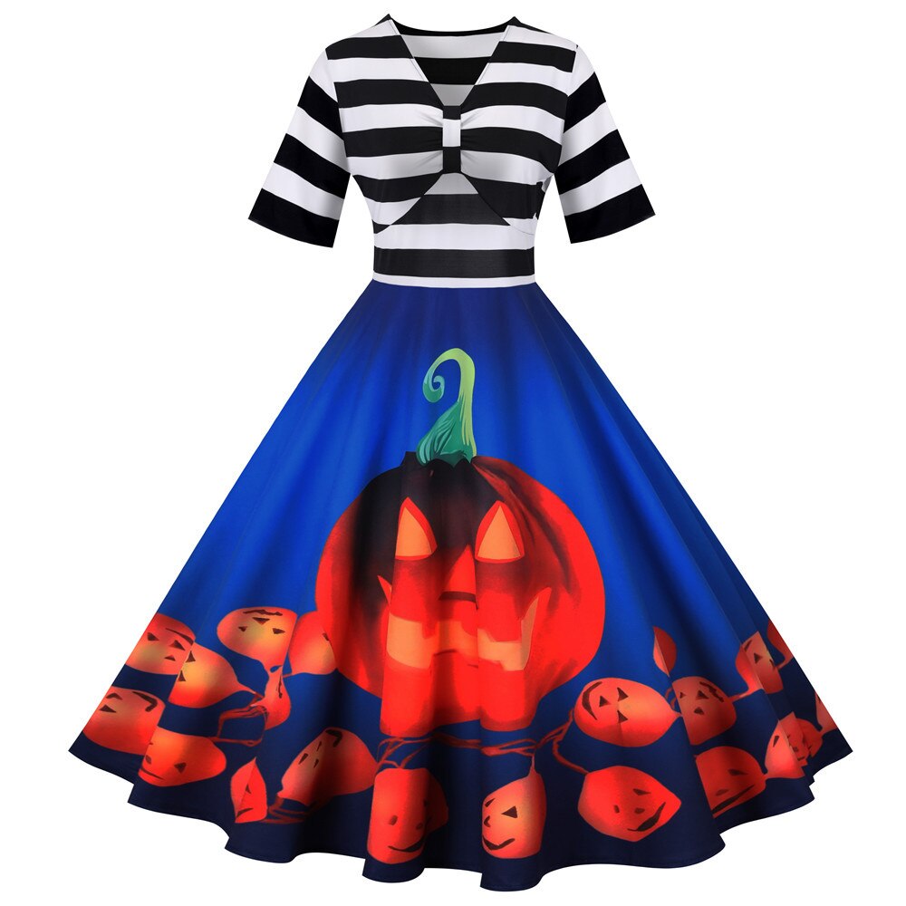 Robe Rockabilly Marinière Halloween