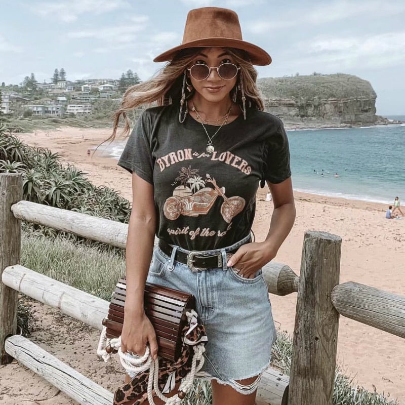 T-Shirt Moto Vintage Femme