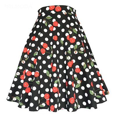 Jupe Vintage Noire Polka Dots Cerises