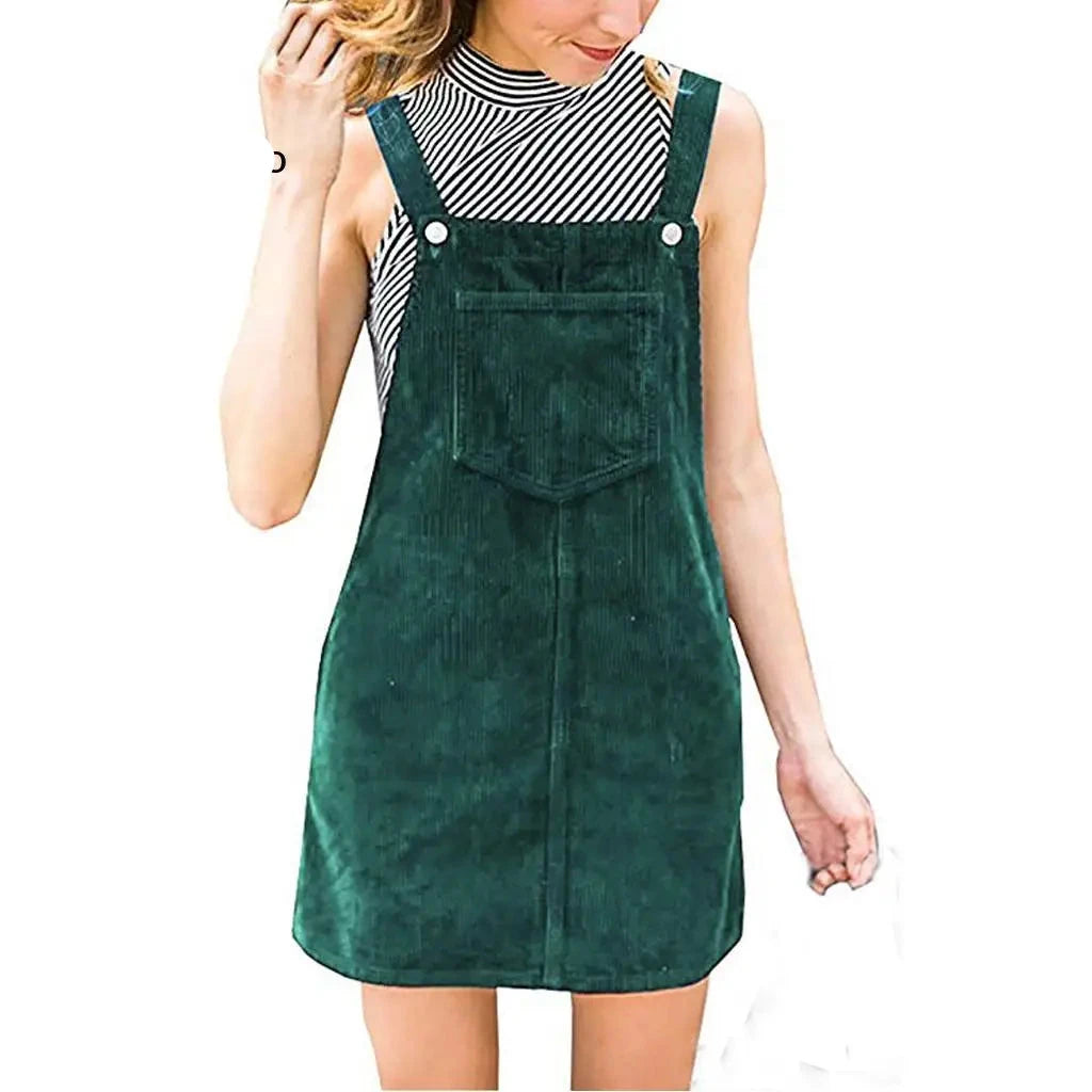 Women's Velvet Dungaree Dress