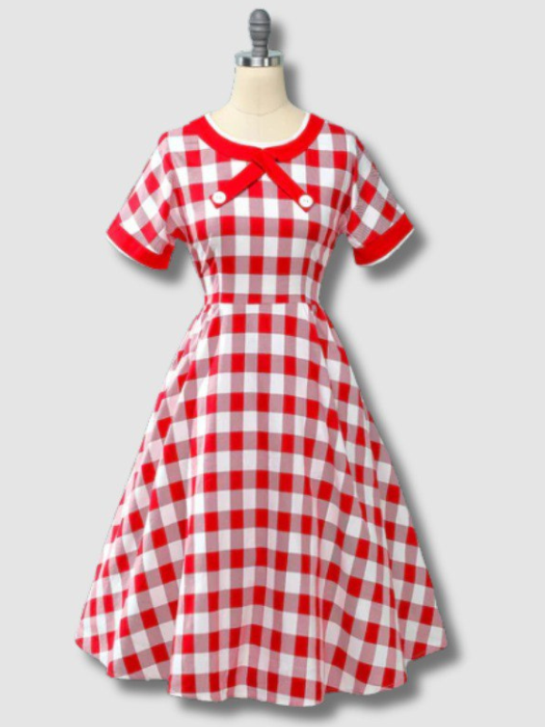 Robe Vintage à imprimé de Plaid