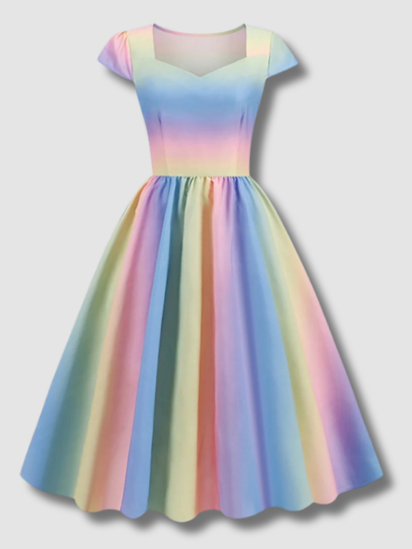 Robe Arc-en-ciel Vintage Style 50's