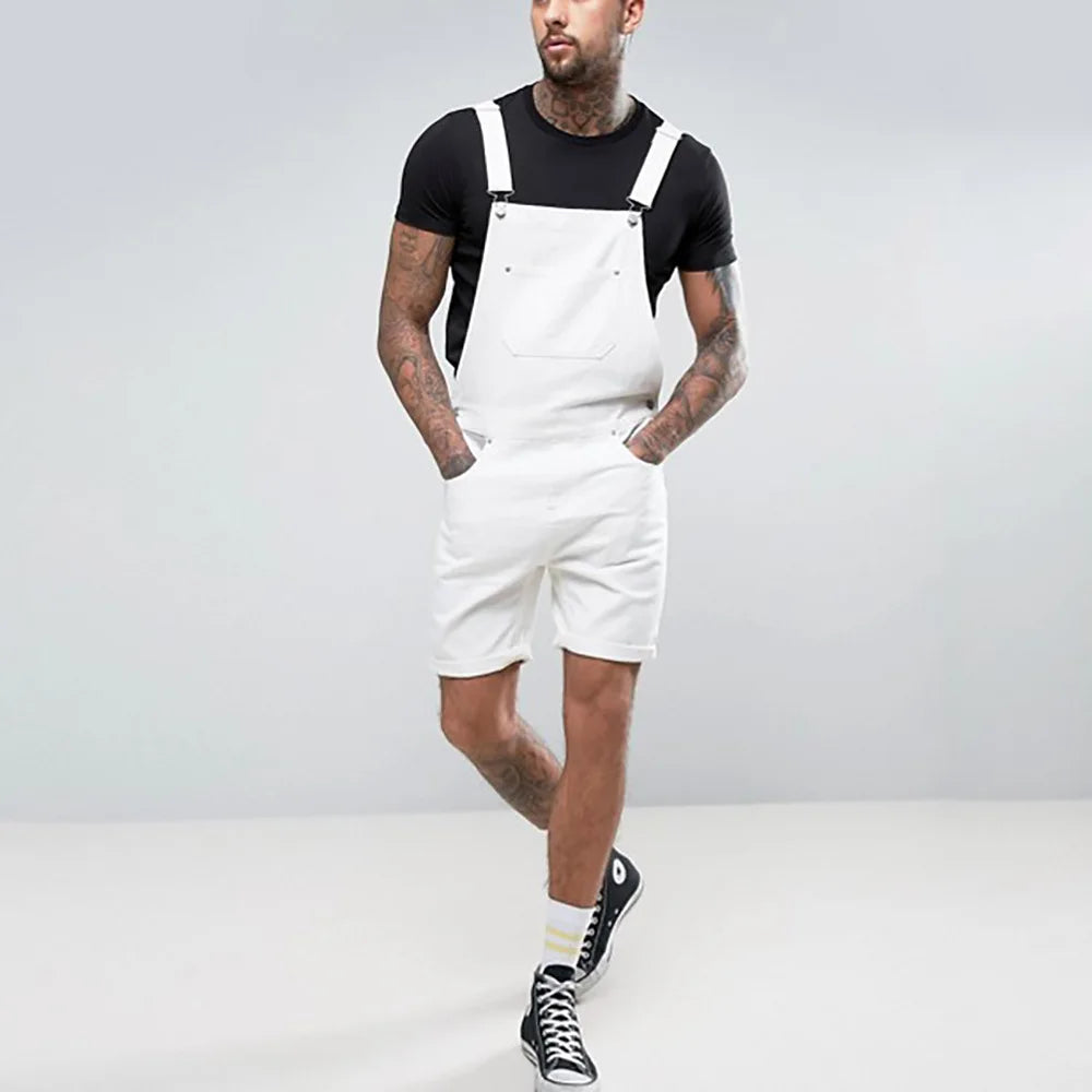 Men's White Short Overalls