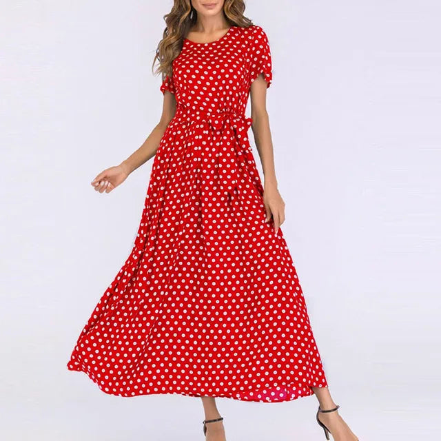 Robe Rouge à Pois Blanc Vintage