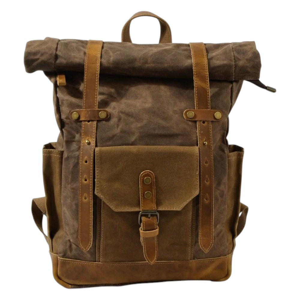 Sac à Dos Rolltop Toile et Cuir Vintage