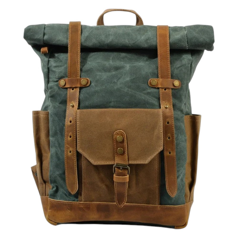 Sac à Dos Rolltop Toile et Cuir Vintage