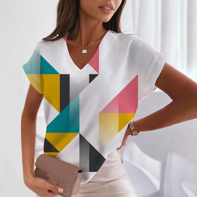 T-Shirt Imprimé Géométrique Vintage