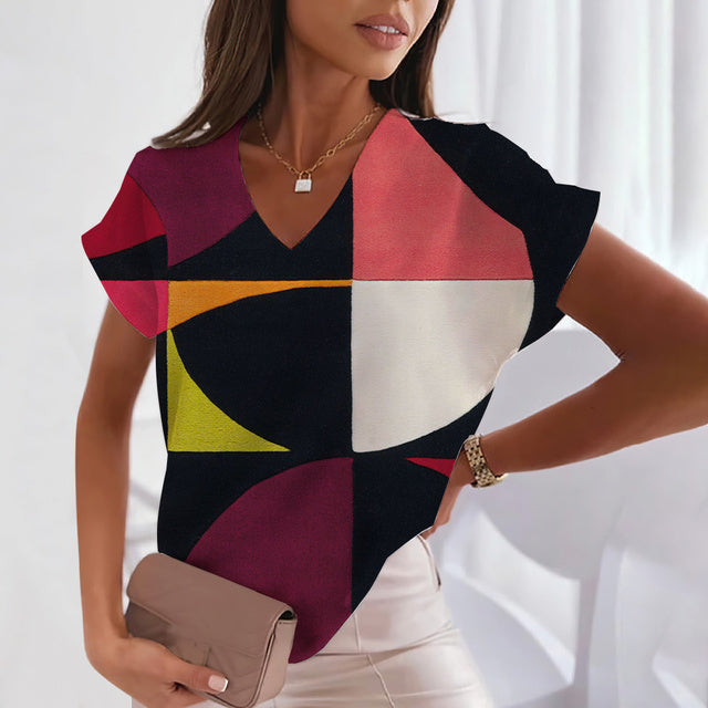 T-Shirt Imprimé Géométrique Vintage