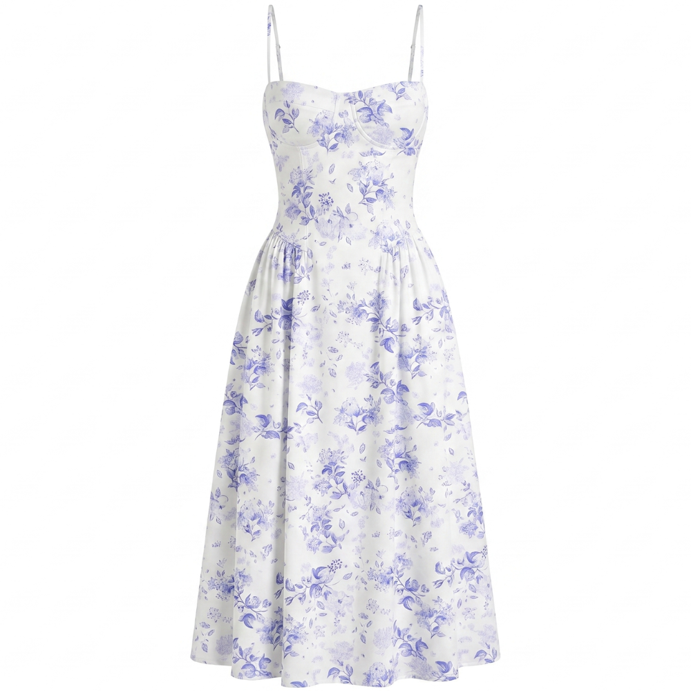 Robe Sans Manches Vintage à Imprimé Florale