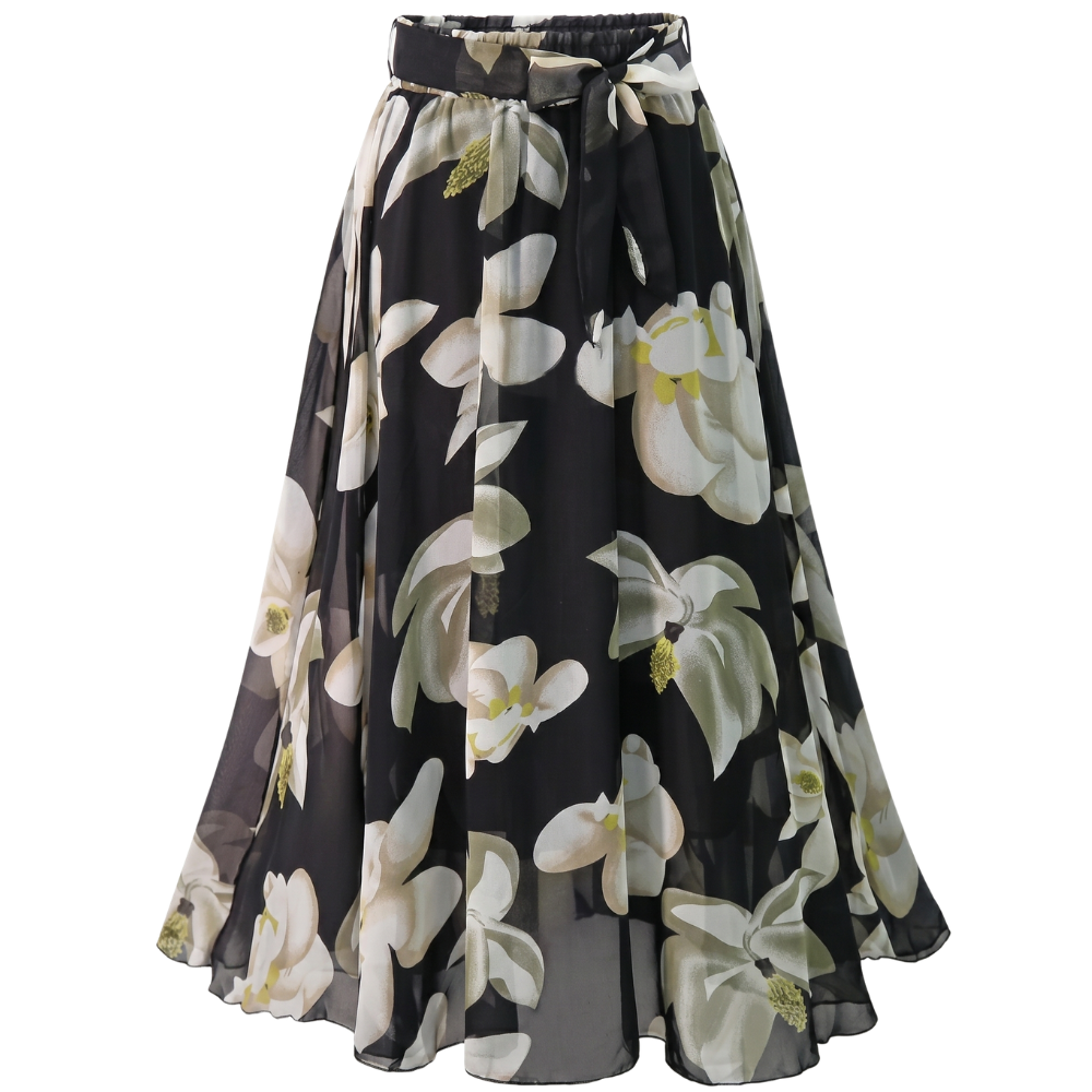 Jupe Vintage Noire Florale