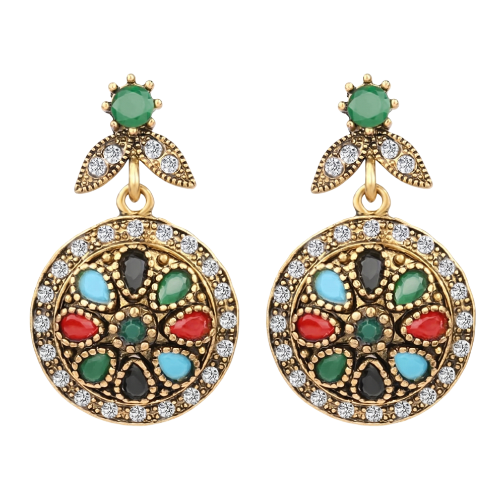 Boucles d’Oreilles Rondes Vintage Colorées