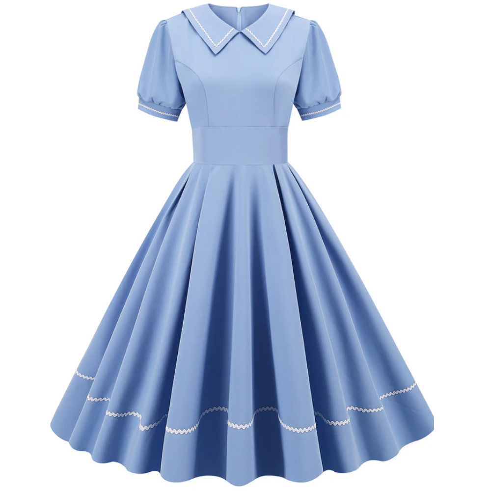 Robe Vintage Bleu Ciel Col Marin