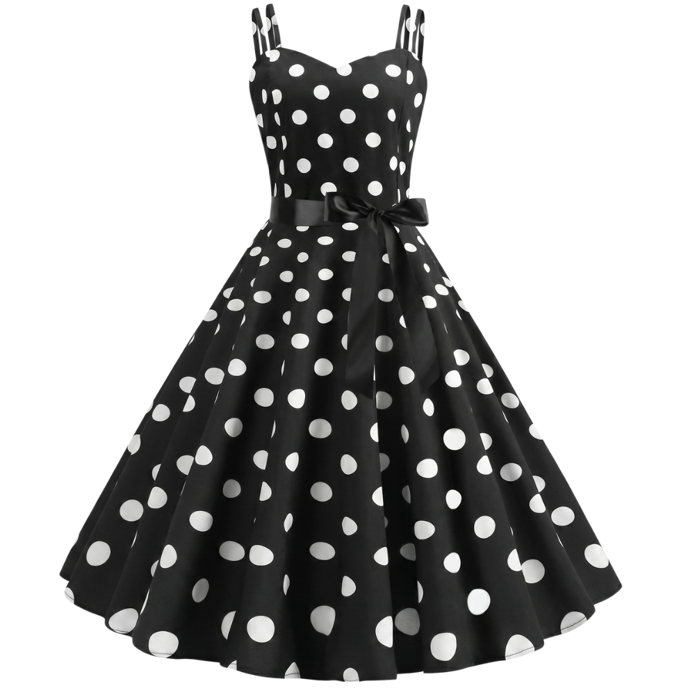 Robe Vintage Rockabilly Noir Pois