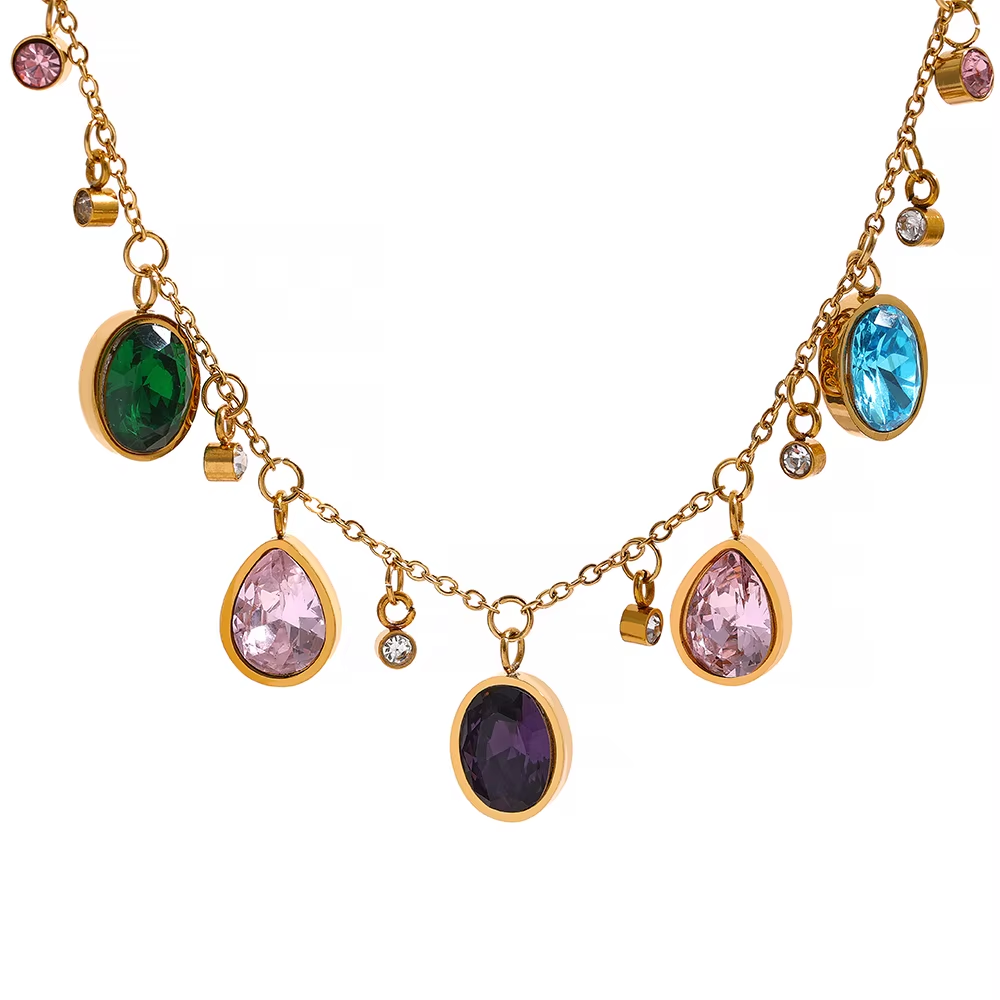 Collier Vintage avec Zircone Colorée
