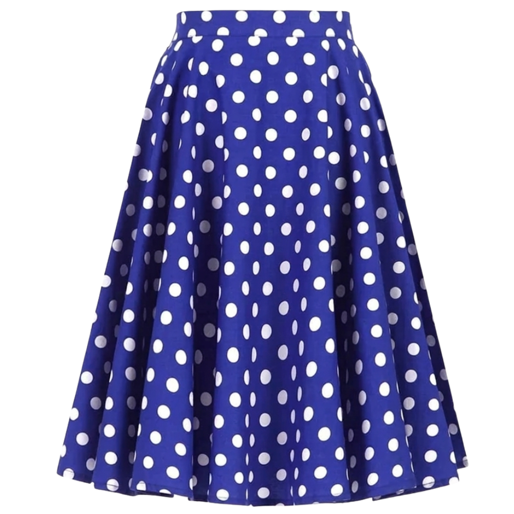 Jupe Vintage Bleue Pois Blancs