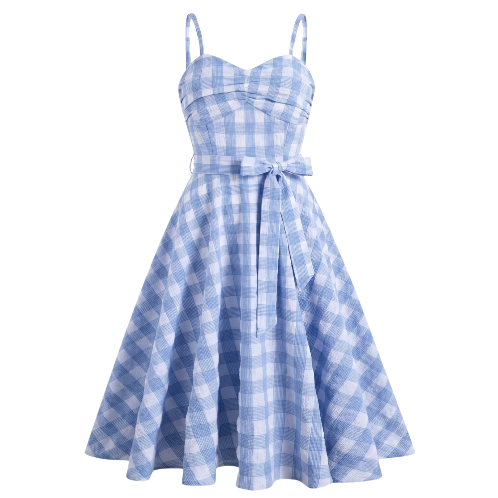 Robe à Carreaux Bleus Années 1950