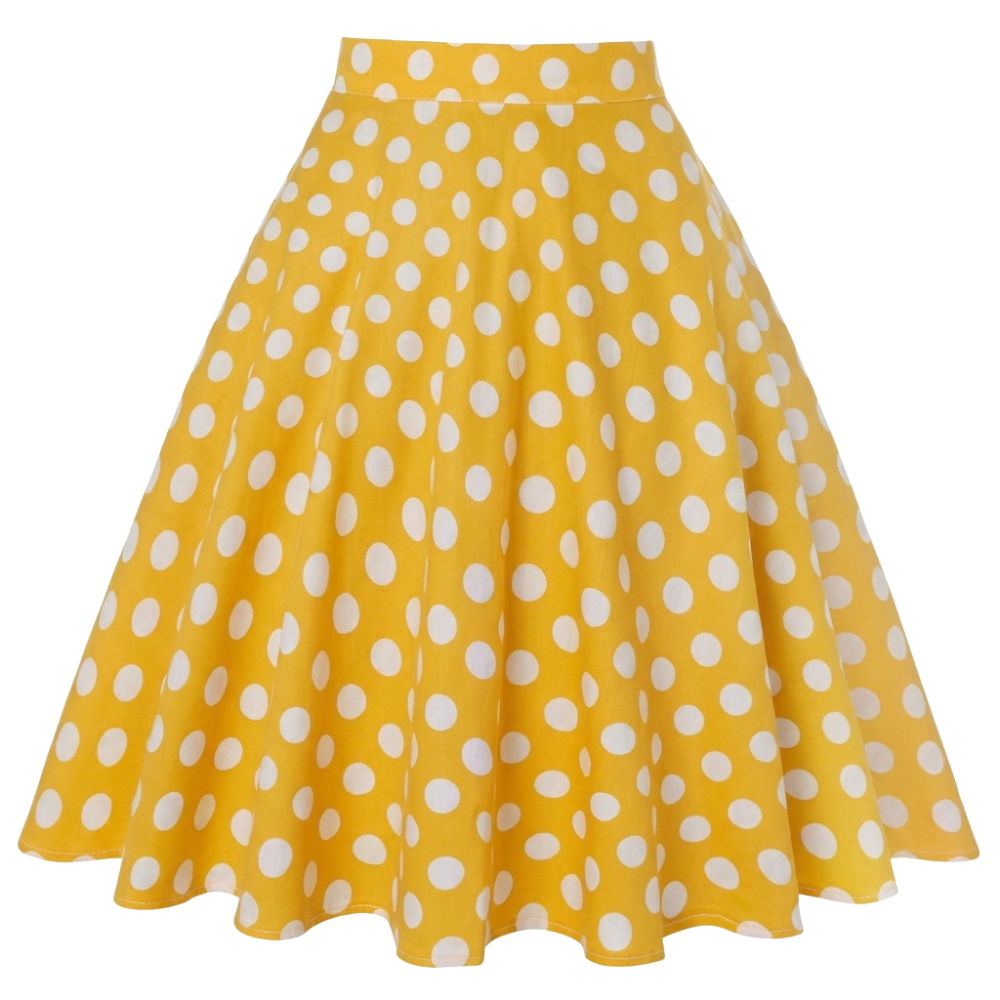 Jupe Vintage Jaune Pois Blancs
