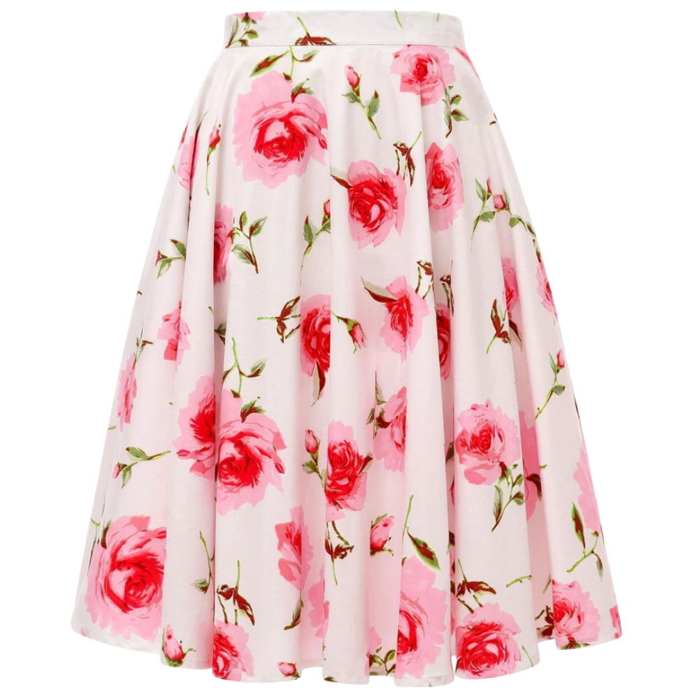 Jupe Vintage Kitsch Blanche À Fleurs