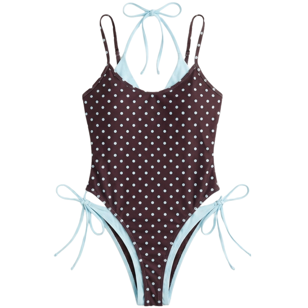 Maillot de Bain Une Pièce Vintage à Pois