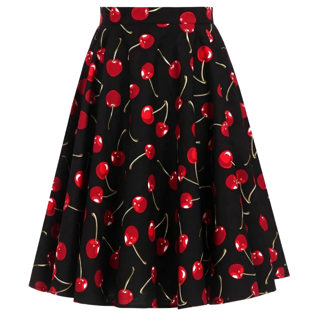 Jupe Vintage Noir Cerises