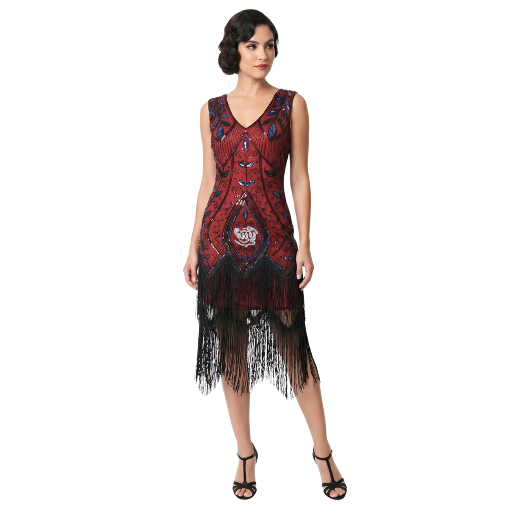 Robe Gatsby Plume Rouge