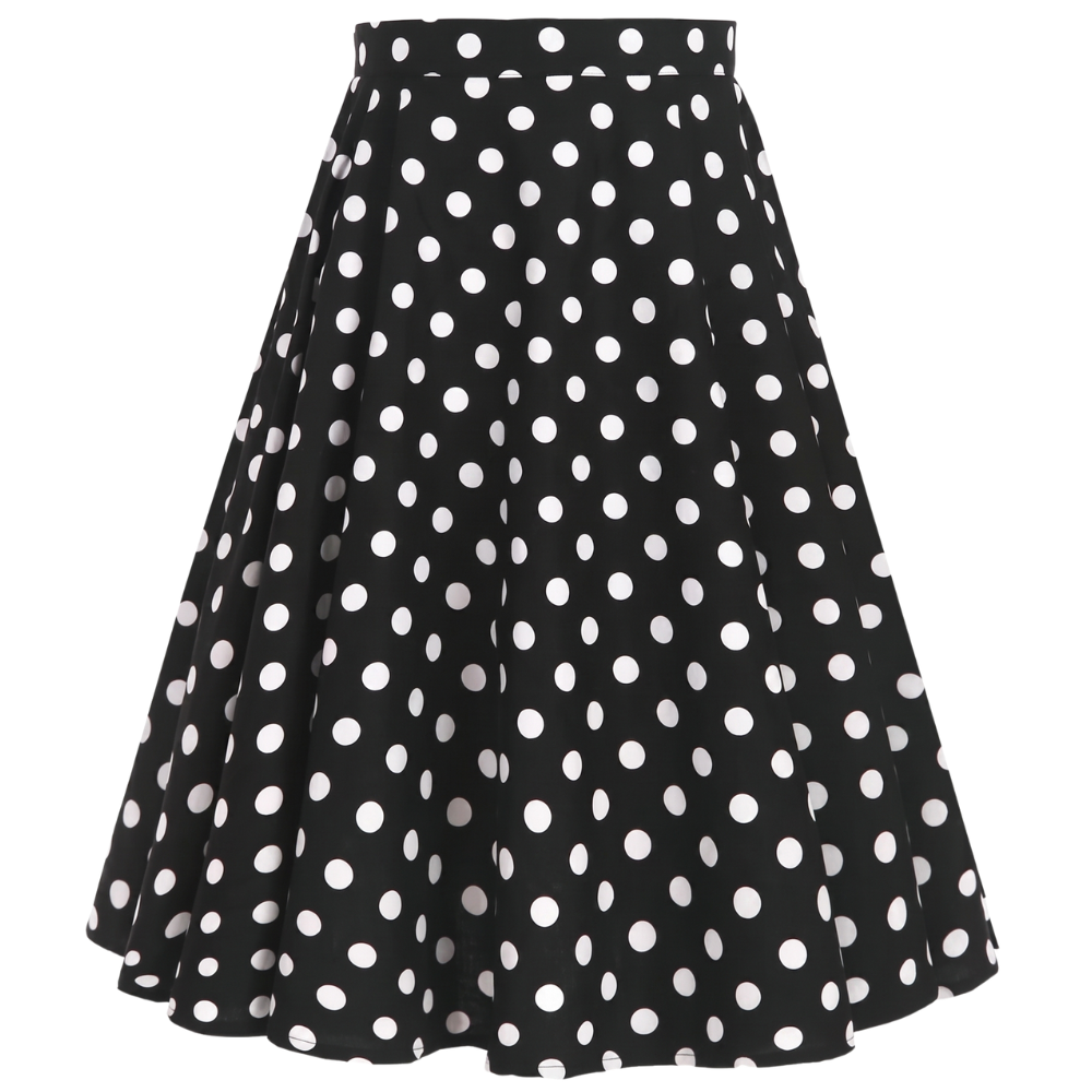 Jupe Vintage Noir Pois Blancs
