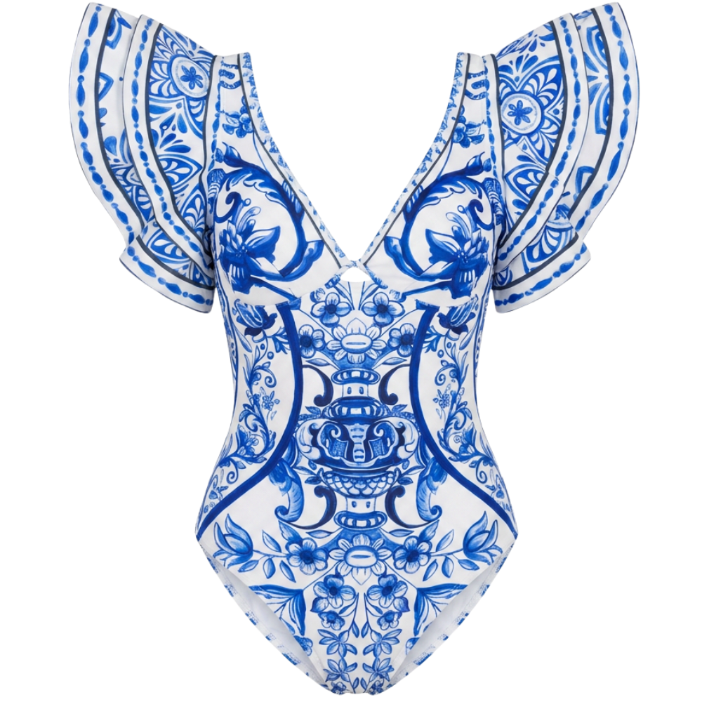 MAillot de Bain Rétro à Col V