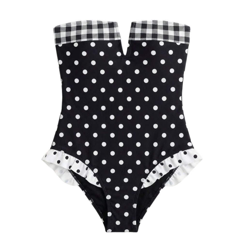 Monokini Vintage à Pois et Volants