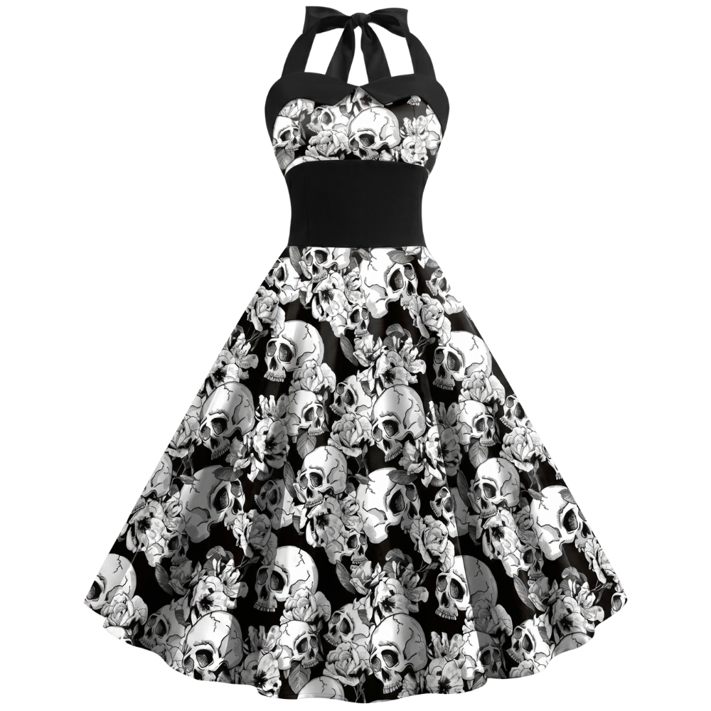 Robe Rockabilly Halloween Tête de Mort