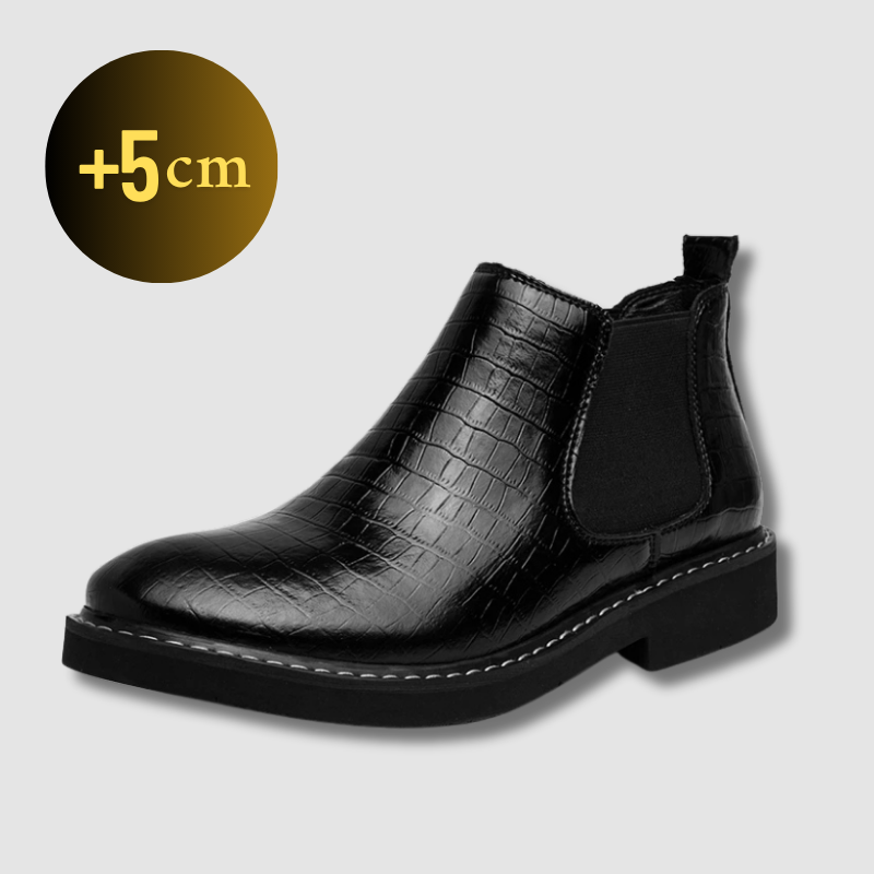 Bottines Rehaussantes Noir Cuir +5cm