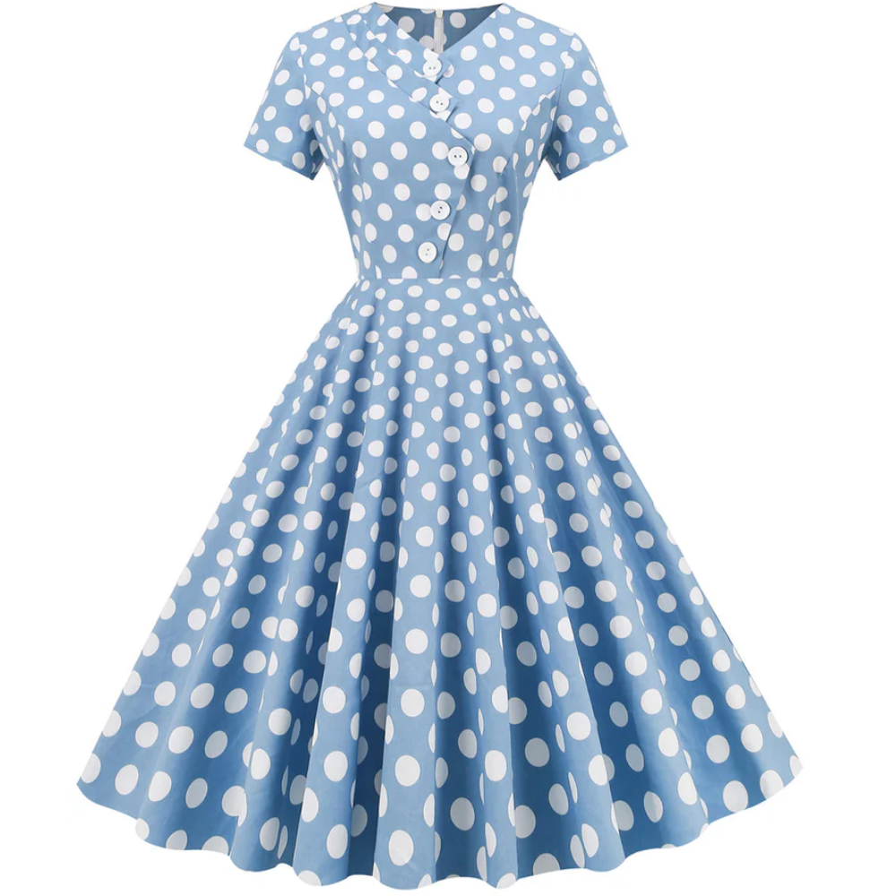 Robe Mi-Longue à Pois Vintage
