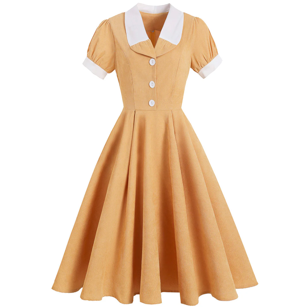 Robe Midi Vintage à Manche Courte