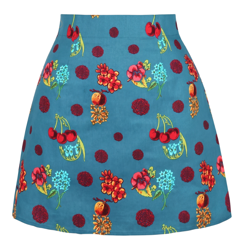 Mini Jupe Vintage Fleurs Cerises