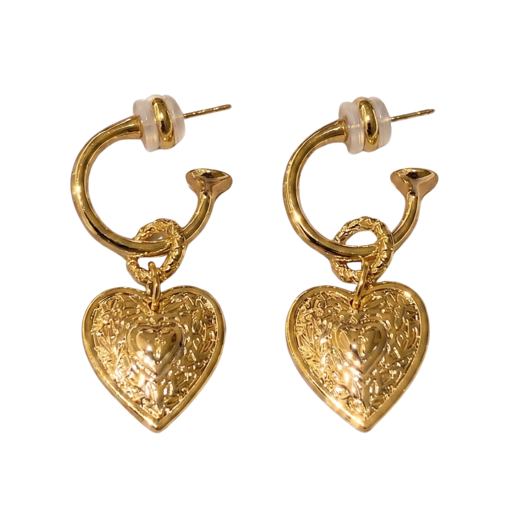 Boucles d’Oreilles Créoles Cœur Doré