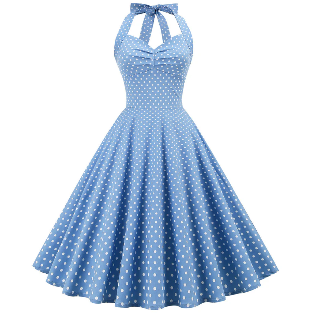 Robe Rétro Dos Nu à Pois pour Femme