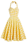 Robe Jaune Plaid des années 1950