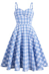 Robe à carreaux bleus années 1950