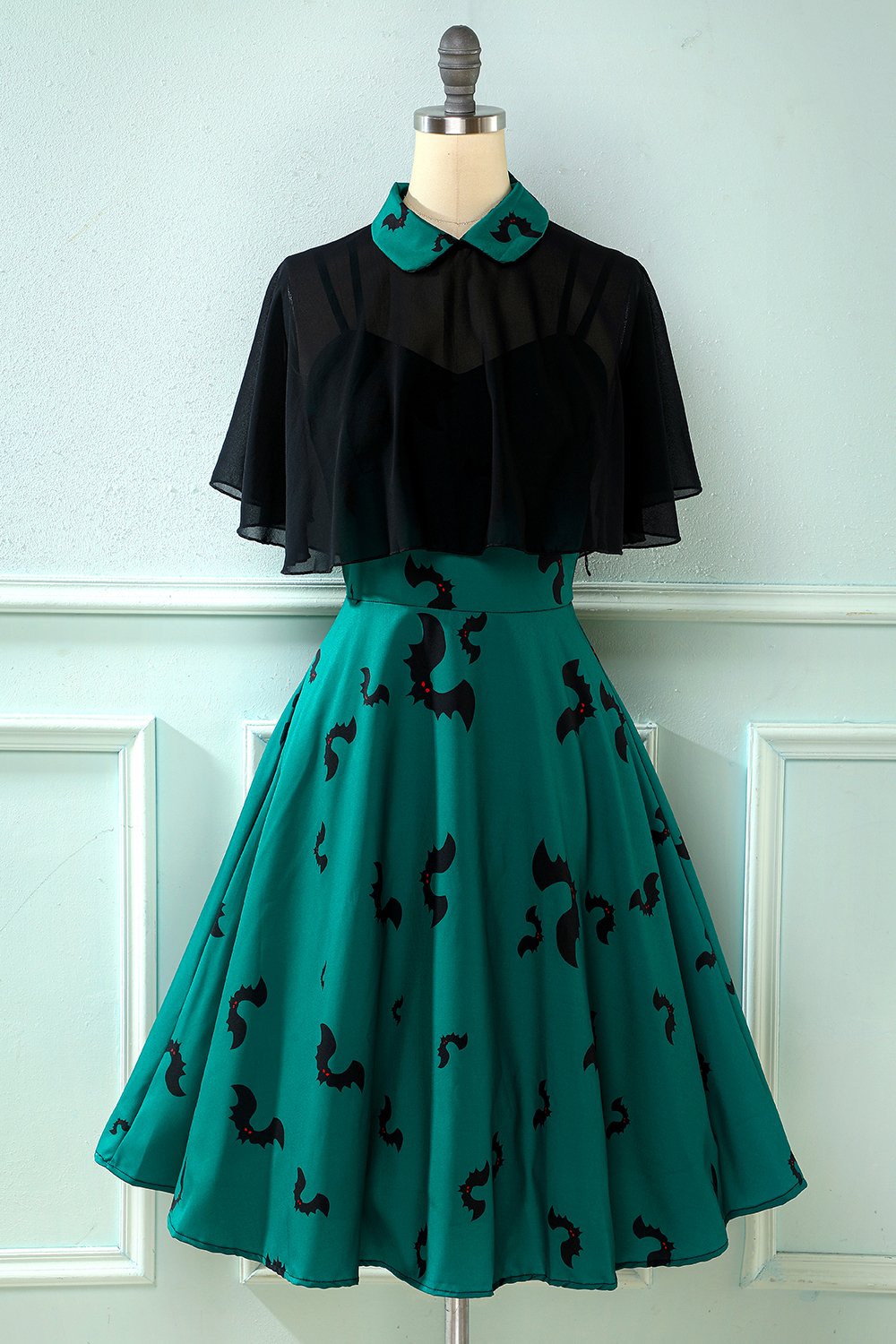 Robe Vintage Style gothique avec Imprimé Chauve-Souris