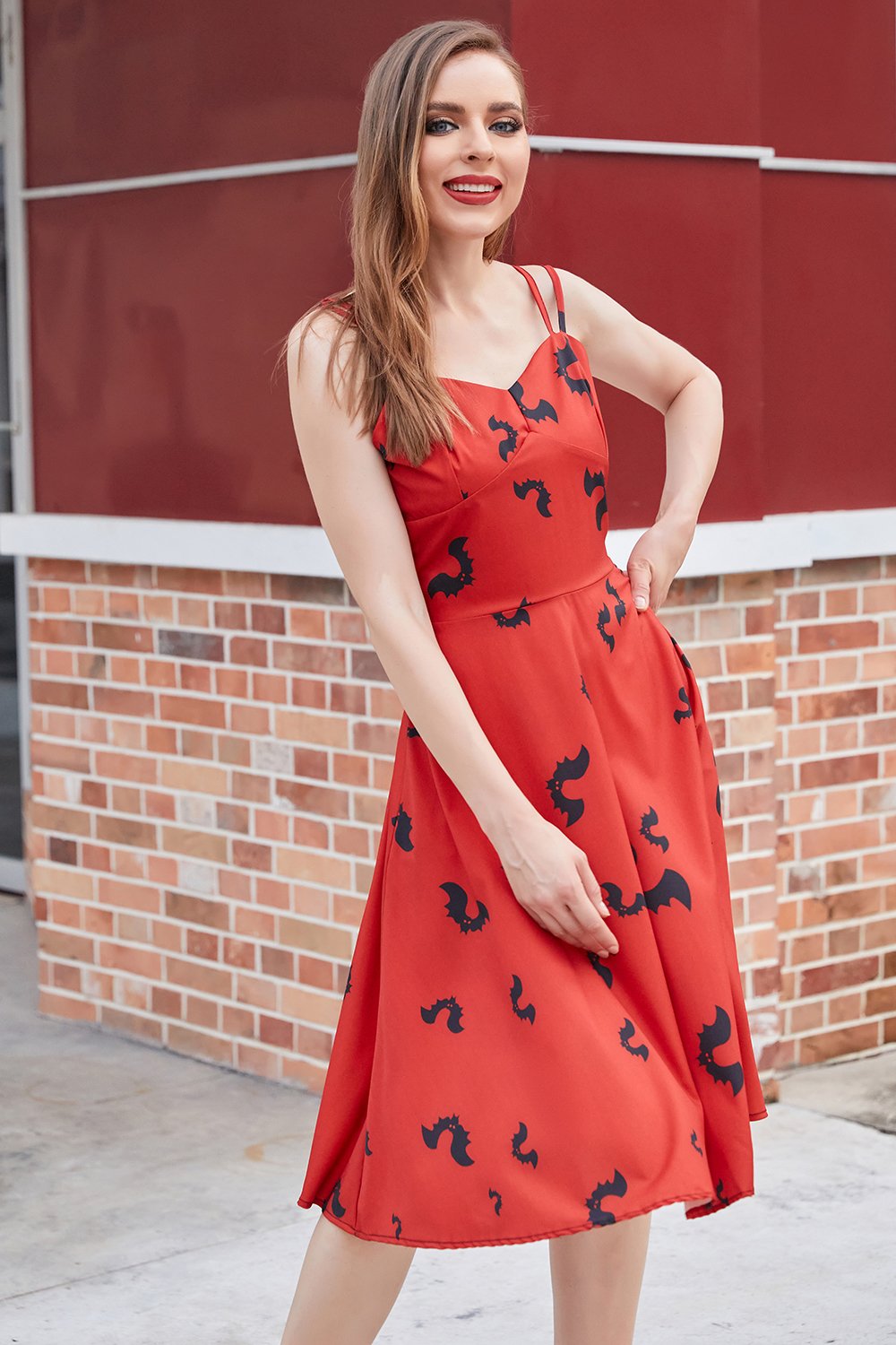 Robe Vintage Style gothique avec Imprimé Chauve-Souris