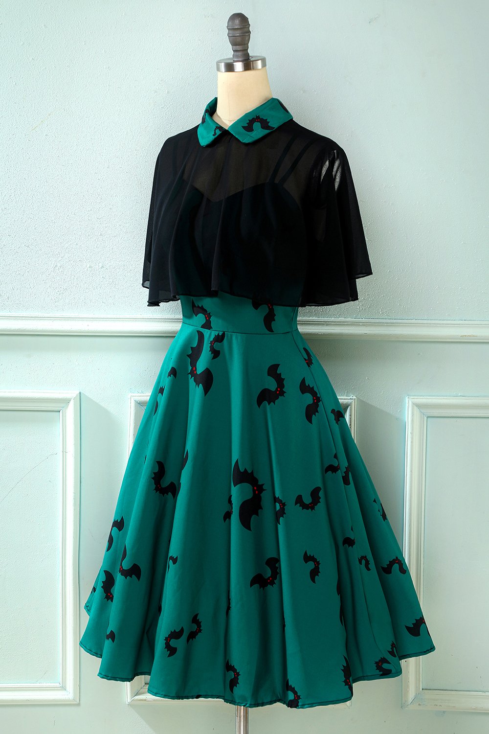 Robe Vintage Style gothique avec Imprimé Chauve-Souris