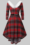 Robe à Manche Longue Vintage à Plaid