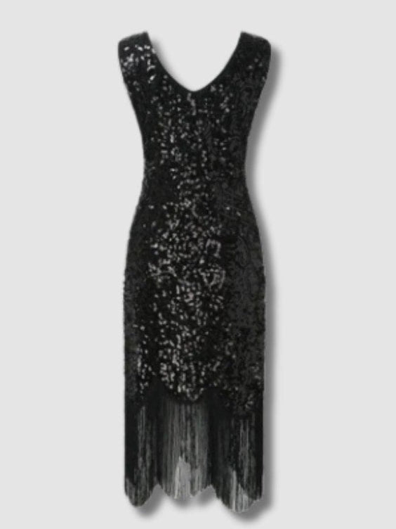 Robe Charleston Année 20 - Noir Intense