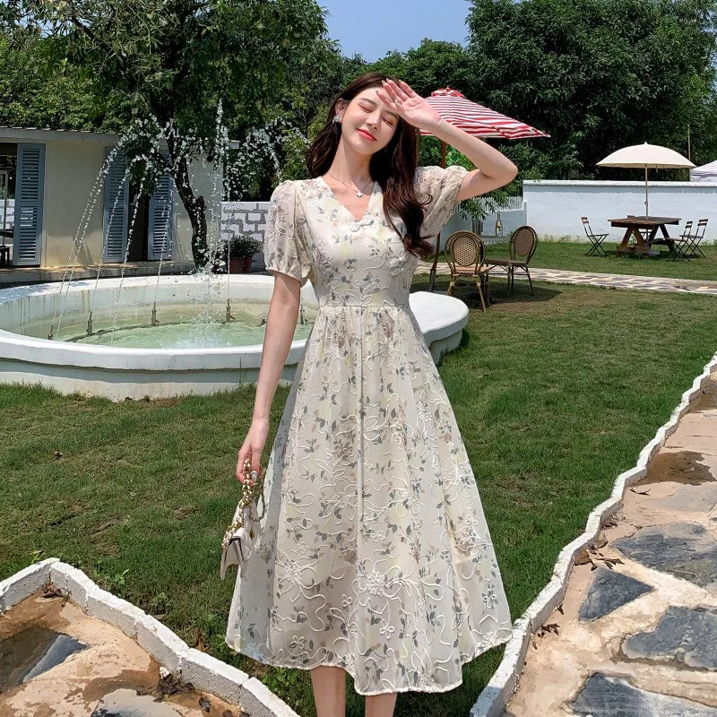 Robe mi longue vintage fashion