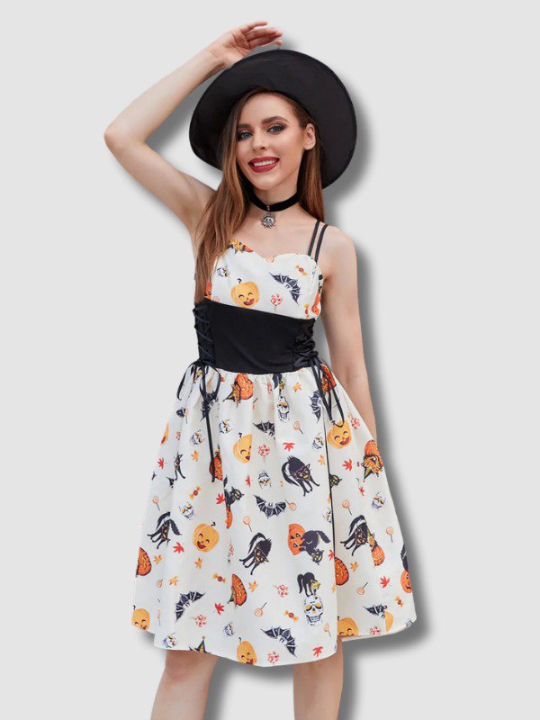 Robe d’Halloween Citrouille Blanche