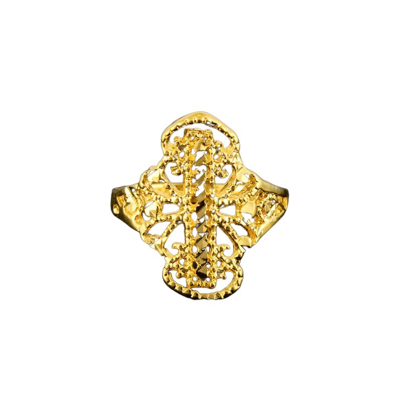 Vintage Yellow Gold Zinc Alloy Ring